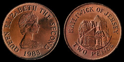 E 1390 Jersey 2 pence 1983 Elizabeth II