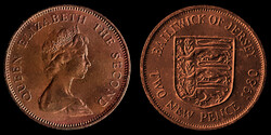 E 1382 Jersey 2 New Pence 1980 Elizabeth II