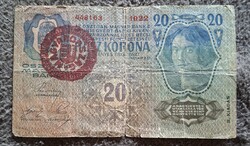 20 Korona,  1913-as, II. kiadás.  Magyarország bélyegzéssel! Képeken látható állapotban!