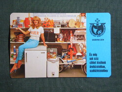 Kártyanaptár,VIKER iparcikk üzletek,Debrecen,Polgár,Hajdúnánás,női modell, 1983   (8)