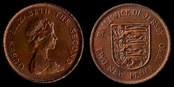 E 1385 Jersey 2 New Pence 1980 Elizabeth II