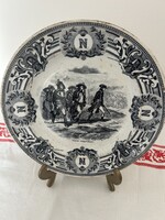 Antik Francia falitányér 21cm