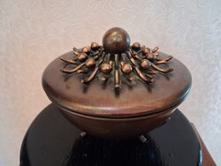 Will Károly: iparművészeti bronz bonbonier, eredeti, jelzett, szép állapotban, 14 x 12 cm