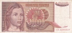 10.000 Dinár 1992  Jugoszlávia   A képen látható állapotban