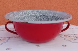 Régi piros Bonyhádi zománcozott kis vájling 26 cm