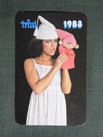 Kártyanaptár,Triál,sport,játék,hangszer üzletek,erotikus női modell, 1983   (8)