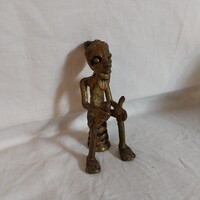 Antik afrikai Ashanti (Akan) bronz/réz aranysúly figura – Ülő törzsfő