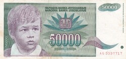 50.000 Dinár 1992  Jugoszlávia   A képen látható állapotban
