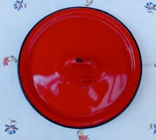 Régi piros Bonyhádi zománcozott fedő 16 cm