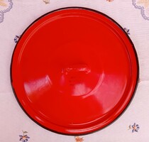 Régi piros Bonyhádi zománcozott fedő 22 cm