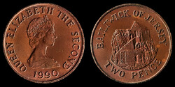 E 1395 Jersey 2 pence 1990 Elizabeth II