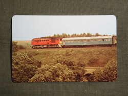 Kártyanaptár,MÁV,vasút,utazás,M62 sorozatú ("Szergej") dízelmozdony szerelvény, 1983   (8)