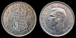 E 1646 United Kingdom (England) silver ½ Crown 1945 King George VI