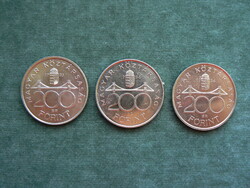 3 DB EZÜST 200 FORINT ÉRME 1993, -94. BU, MAGYAR NEMZETI BANK, (36 g, 0,500) EGYBEN!