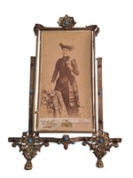 Gyönyörű 19.sz eleji antik fényképtartó rubin,türkiz színű kövekkel
