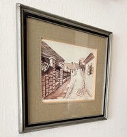 Tabán, Holdvilág utca – Szignózott tusrajz / grafika (23x18 cm)