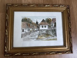 Barsi Ferenc festőművész akvarell képe Hollókő