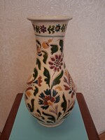 Bozsik - Kunszentmárton nagyobb méretű váza, szép festéssel, jelzett,  29 cm