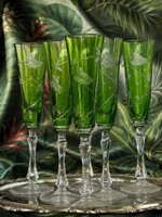 Varga Art Crystal  "Esőerdő "kristály pezsgőspoharak...jelzett eredeti...