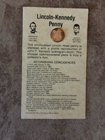 Lincoln–Kennedy emlékpenny – Kennedy ellenjeggyel, eredeti ismertetőkártyán
