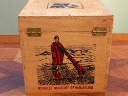 Retro tea fa doboz / indiai Darjeeling tea doboz indiai figurákkal