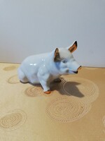 Bűbájos malacfigura, fehér - arany festéssel
