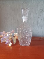 Vintage olasz Bormioli Rocco Dedalo üveg whisky karaf kocka dugóval