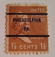 1938-as Elnöki sorozat Philadelphia, PA. helyi előre bérmentesített felülnyomással (precancel)