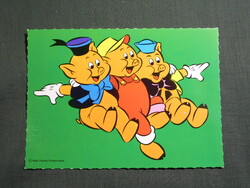 Képeslap,Walt Disney,rajzfilm,mesefigura,A három kismalac, 1982-