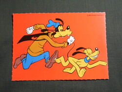 Képeslap,Walt Disney,rajzfilm,mesefigura,Goofy,Dingó kutya és Pluto, 1982-