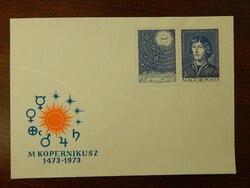 FDC 1973. Kopernikusz 500 éves évfordulója, szelvényes bélyeggel