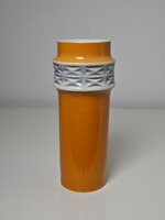 Mid-century narancssárga Drasche - Kőbányai porcelán gyertyatartó mécsestartó 14 cm