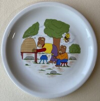 Ritka Alföldi Porcelán mackó mintás gyermek porcelán tál