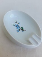 Hollóházi kék barackvirág mintás porcelán hamutál