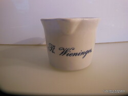 KIÖNTŐ - 50 dkg - MONOGRAMOS - 3,5 dl - GYÖNYÖRŰ FÜL - PORCELÁN - 13 x 10 x 8 cm - RÉGI -  HIBÁTLAN
