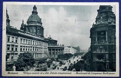 Budapest -Vilmos császár út a Szt István templommal , forgalom - antik  képeslap  1922