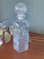 Vintage négyzetes üveg whisky karaf / likőrös palack csiszolt dugóval