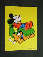 Képeslap,Walt Disney,rajzfilm,mesefigura,Miki egér és Pluto kutya, 1982-
