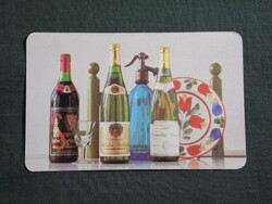 Kártyanaptár,Soproni,Neszmély,Halasi borok,Ágker Kft.,szódásüveg, 1985   (8)
