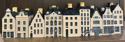 KLM Bols Blue Delft porcelán házikó gyűjtemény - 9 db-os tétel