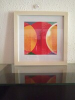 Geometrikus absztrakt kép kerettel – Modern lakásdekoráció (25x25 cm)