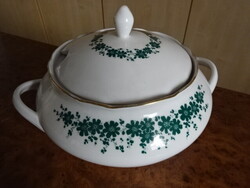 Német porcelán étkészlet, 16 darabos. Zöld mintás. Jókai