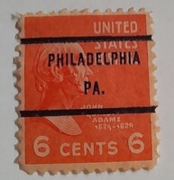 1938-as Elnöki sorozat Philadelphia, PA. helyi előre bérmentesített felülnyomással (precancel)