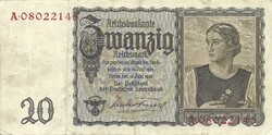 20 reichsmark reichsmárka 1939 Németország 2.