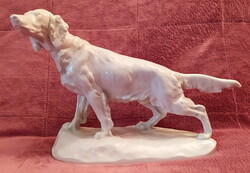 HERENDI a legnagyobb méretű Vastagh György fehér porcelán KUTYA szobor! 44cm!!!!! Hibátlan!