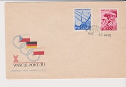 Lengyelország  FDC 1957 - A 10. Nemzetközi Kerékpáros Békeverseny Prága - Berlin - Varsó