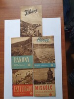 IBUSZ útikalauz ötvenes évek retro Miskolc Esztergom Tihany Hévíz Bakony, aprónyomtatvány, reklám