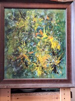 1973 bécsi  absztrakt DANKA KUBIN ( 1941-2011)- KÉT FEJ O/farost 45x50 cm