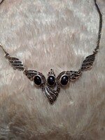 Gyönyörű régi 925 ezüst collier , nyakék onix,markazit kövekkel