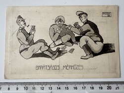 -AX790- Brossek O. Barátságos mérkőzés I. világháborús katonai békekarikatúra képeslap ARS 108